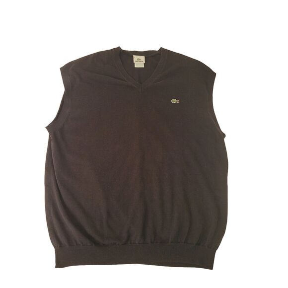 Lacoste Men’s Sweater Vest Size 9 Black V-Neck Cotton Knit Crocodile Logo - Picture 1 of 8